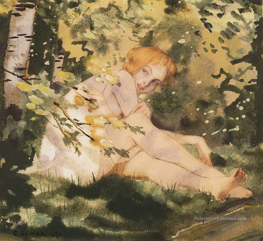 fille sous le soleil Konstantin Somov Peintures à l'huile